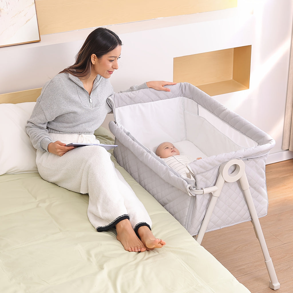 2026 New Model, Essential for Newborns 0-6 Months: Baby Cradle, 3-In-1 Fully Adjustable Baby Bed Headboard with Wheels And Mosquito Net. Product Weight: 6 Kg. Maximum Weight Limit for Infant Use: 15 Lbs