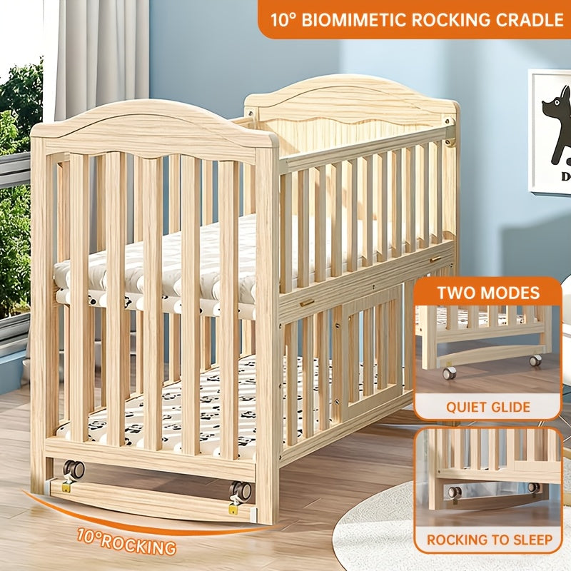 4-in-1 Convertible Non Full Size Baby Crib With Mattress And Dome Mosquito Net, Three Adjustable Height Bed Board, Movable Roller Design, Spacious Storage Space Under The Baby Crib, Product Weight: 41Lbs, Maximum Weight Recommendation: 33.1 Lbs