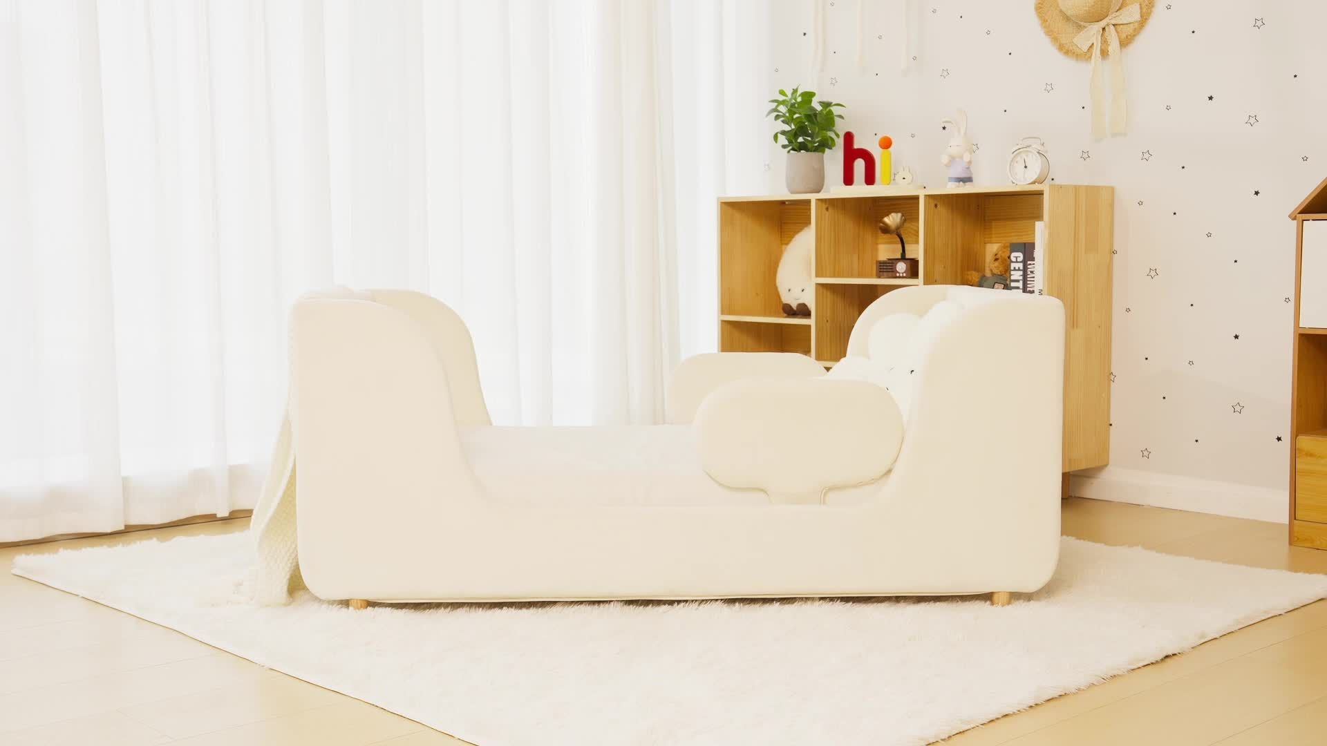 LILYPELLE Toddler Velvet Floor Bed, Child Bed for Kids with Extra Broad, Crib Size Toddler Bed, Velvet Bed Frame, Mat Is Not Included