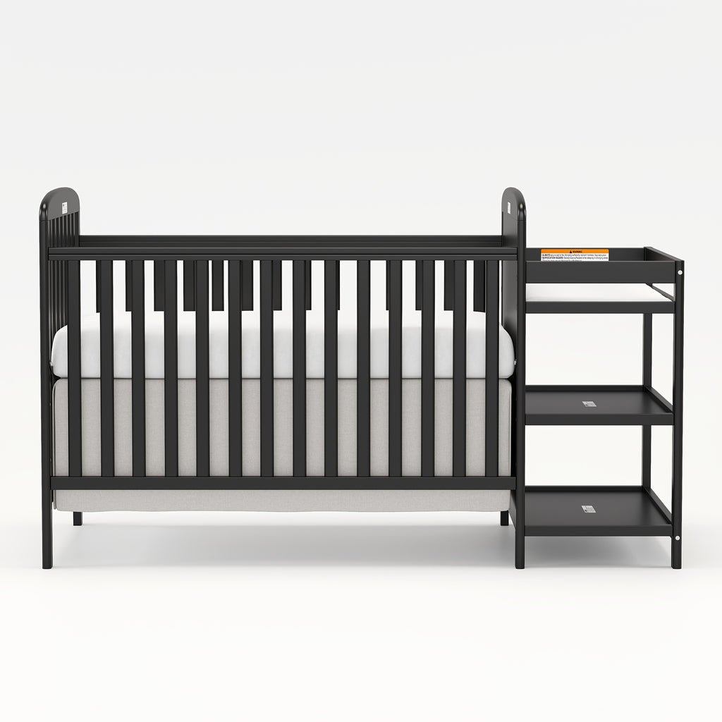 Goldzone 4-in-1 Convertible Baby Crib, Wooden Baby Stuffs Converts Into Toddler Bed with Changing Table, Newborn Essential Items Full Size Nursery Decor Cribs, Adjustable Heights, Item Weight: 56lbs, Maximum Weight Recommendation: 50lbs
