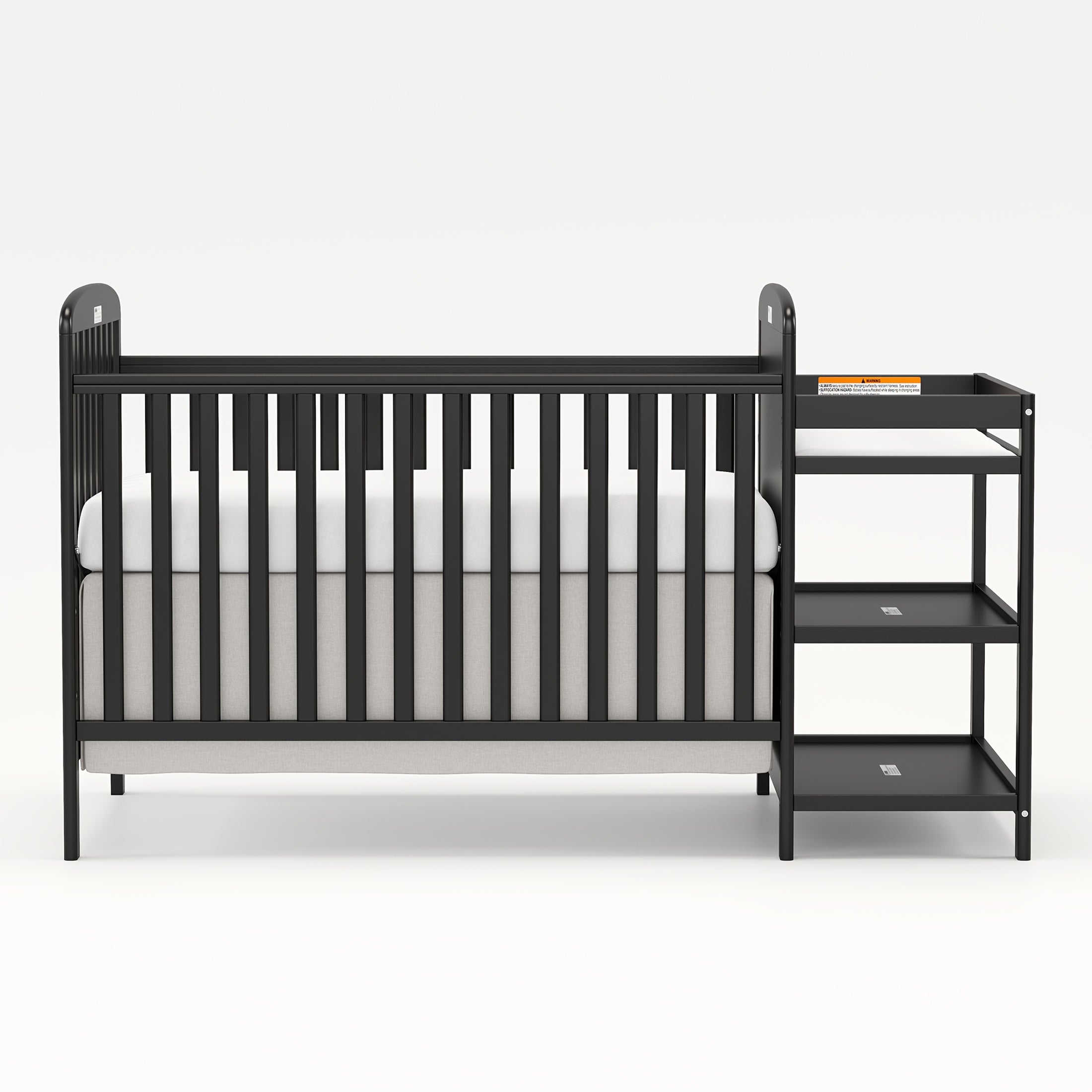 Goldzone 4-in-1 Convertible Baby Crib, Wooden Baby Stuffs Converts Into Toddler Bed with Changing Table, Newborn Essential Items Full Size Nursery Decor Cribs, Adjustable Heights, Item Weight: 56lbs, Maximum Weight Recommendation: 50lbs