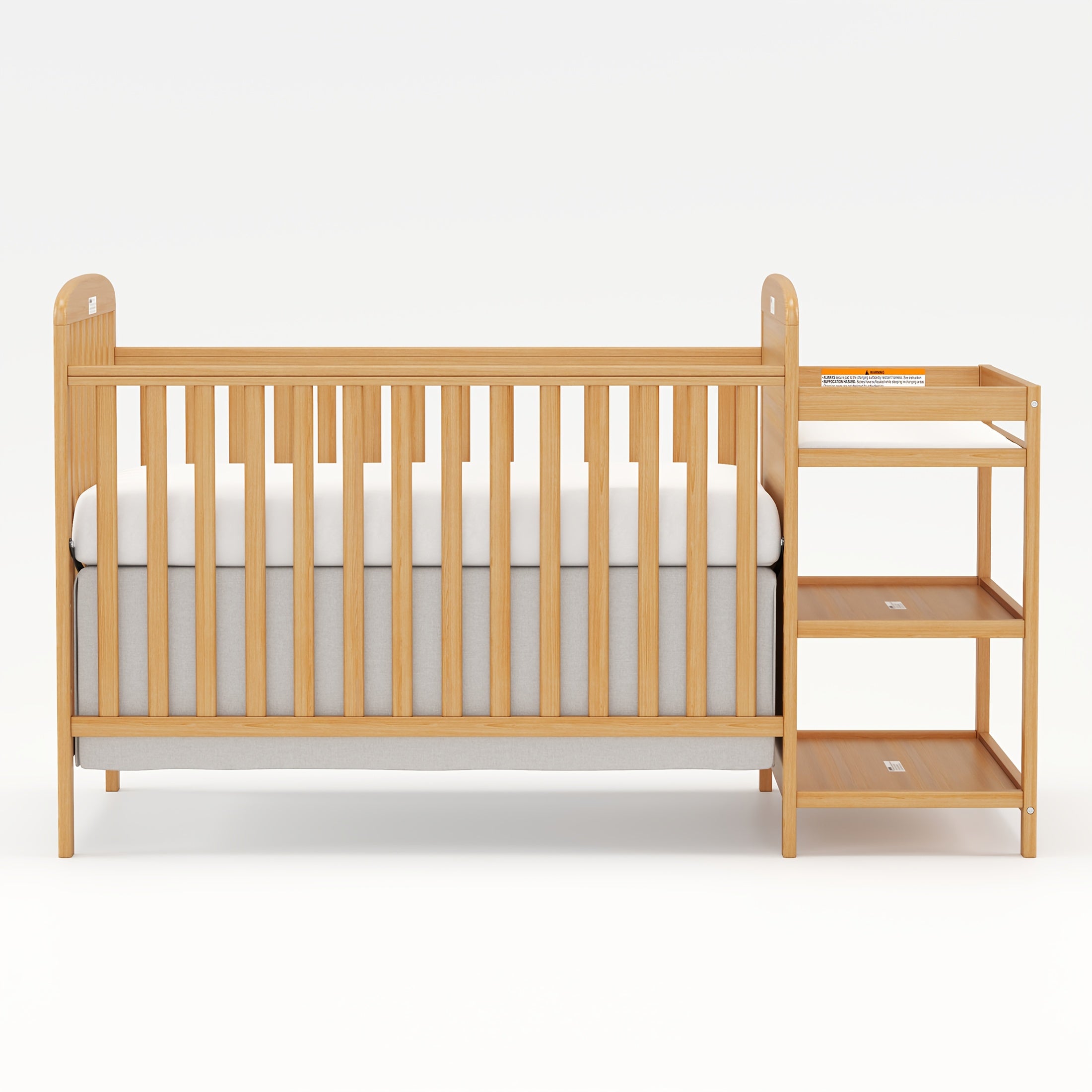 Goldzone 4-in-1 Convertible Baby Crib, Wooden Baby Stuffs Converts Into Toddler Bed with Changing Table, Newborn Essential Items Full Size Nursery Decor Cribs, Adjustable Heights, Item Weight: 56lbs, Maximum Weight Recommendation: 50lbs