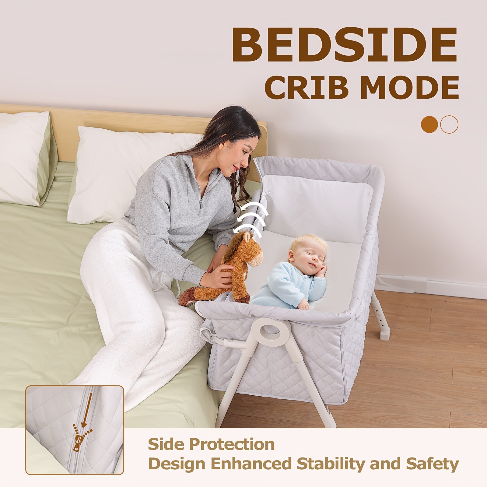 2026 New Model, Essential for Newborns 0-6 Months: Baby Cradle, 3-In-1 Fully Adjustable Baby Bed Headboard with Wheels And Mosquito Net. Product Weight: 6 Kg. Maximum Weight Limit for Infant Use: 15 Lbs