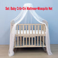 4-in-1 Convertible Non Full Size Baby Crib With Mattress And Dome Mosquito Net, Three Adjustable Height Bed Board, Movable Roller Design, Spacious Storage Space Under The Baby Crib, Product Weight: 41Lbs, Maximum Weight Recommendation: 33.1 Lbs