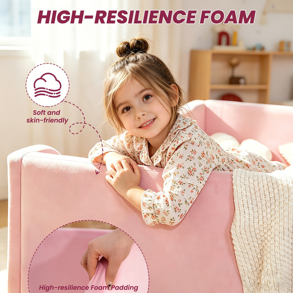 LILYPELLE Toddler Velvet Floor Bed, Child Bed for Kids with Extra Broad, Crib Size Toddler Bed, Velvet Bed Frame, Mat Is Not Included