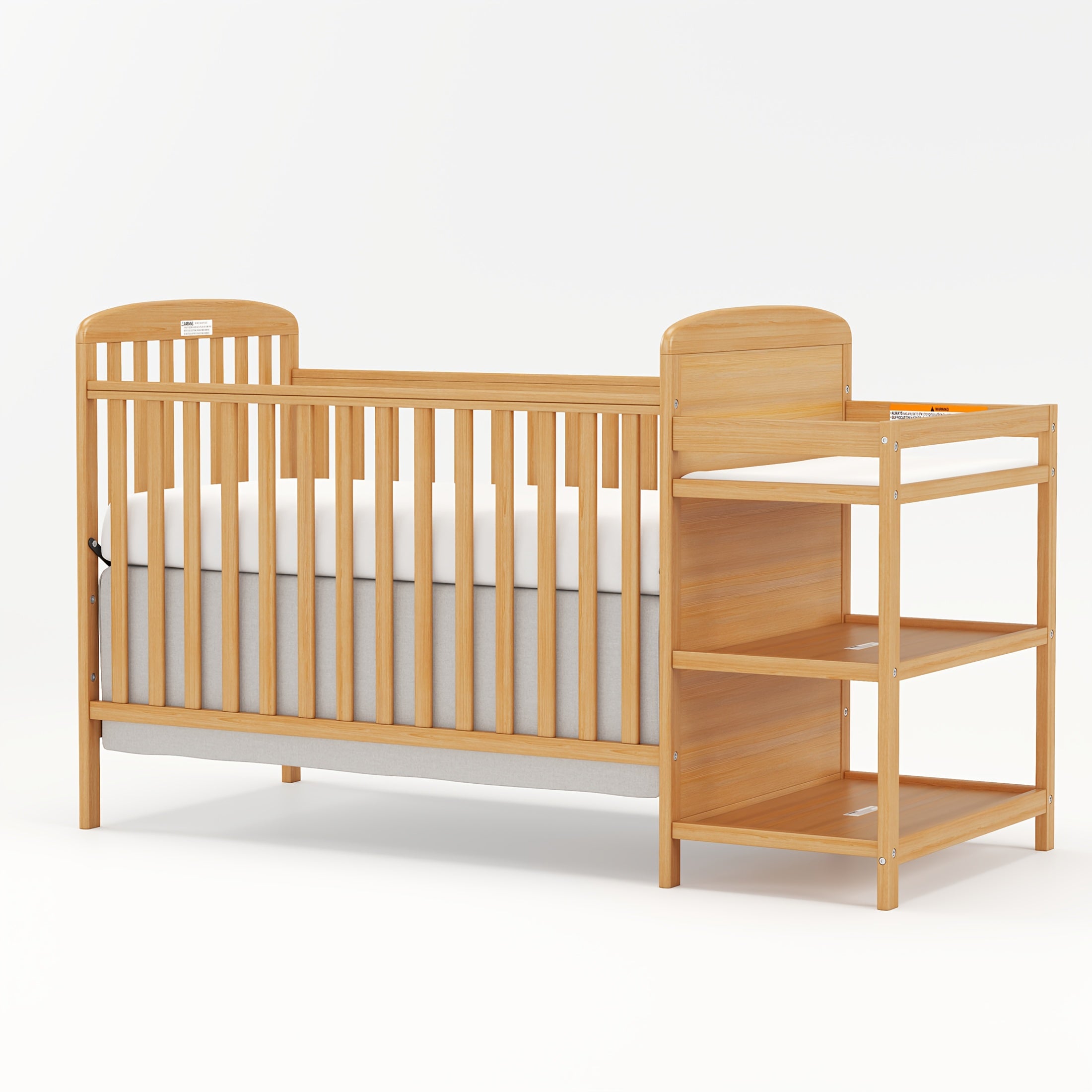 Goldzone 4-in-1 Convertible Baby Crib, Wooden Baby Stuffs Converts Into Toddler Bed with Changing Table, Newborn Essential Items Full Size Nursery Decor Cribs, Adjustable Heights, Item Weight: 56lbs, Maximum Weight Recommendation: 50lbs