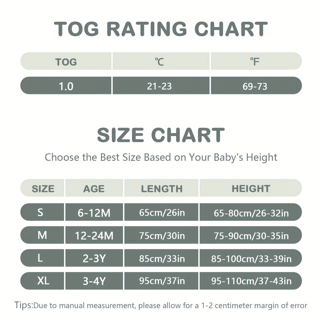 1.0TOG Baby Legged Sleeping Bag, All-Cotton Material, Spring-Summer-Autumn Anti-Kick Blanket, Two-Way Zipper Design