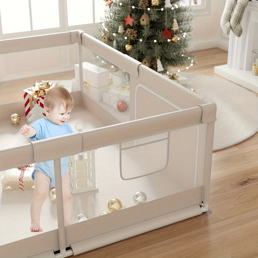 71.3X71.3 Inch Baby Playpen with Breathable Mesh & Anti-Fall Design - Indoor\u002FOutdoor Toddler Safety Pen, Easy Assembly, Portable Play Yard for Infants & Youngsters, Indoor Playpen, Playful Design, Secure Closure System for Christmas And Halloween