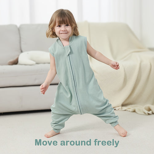 1.0TOG Baby Legged Sleeping Bag, All-Cotton Material, Spring-Summer-Autumn Anti-Kick Blanket, Two-Way Zipper Design