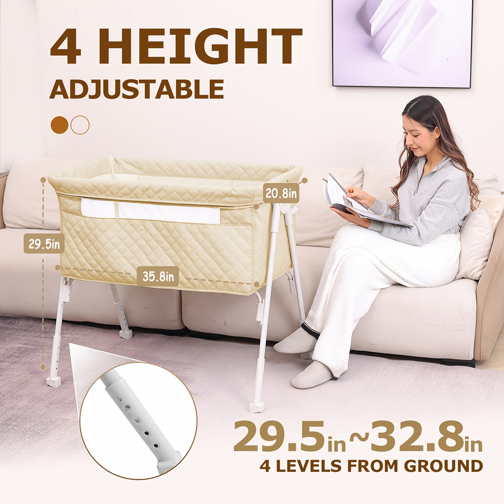 2026 New Model, Essential for Newborns 0-6 Months: Baby Cradle, 3-In-1 Fully Adjustable Baby Bed Headboard with Wheels And Mosquito Net. Product Weight: 6 Kg. Maximum Weight Limit for Infant Use: 15 Lbs
