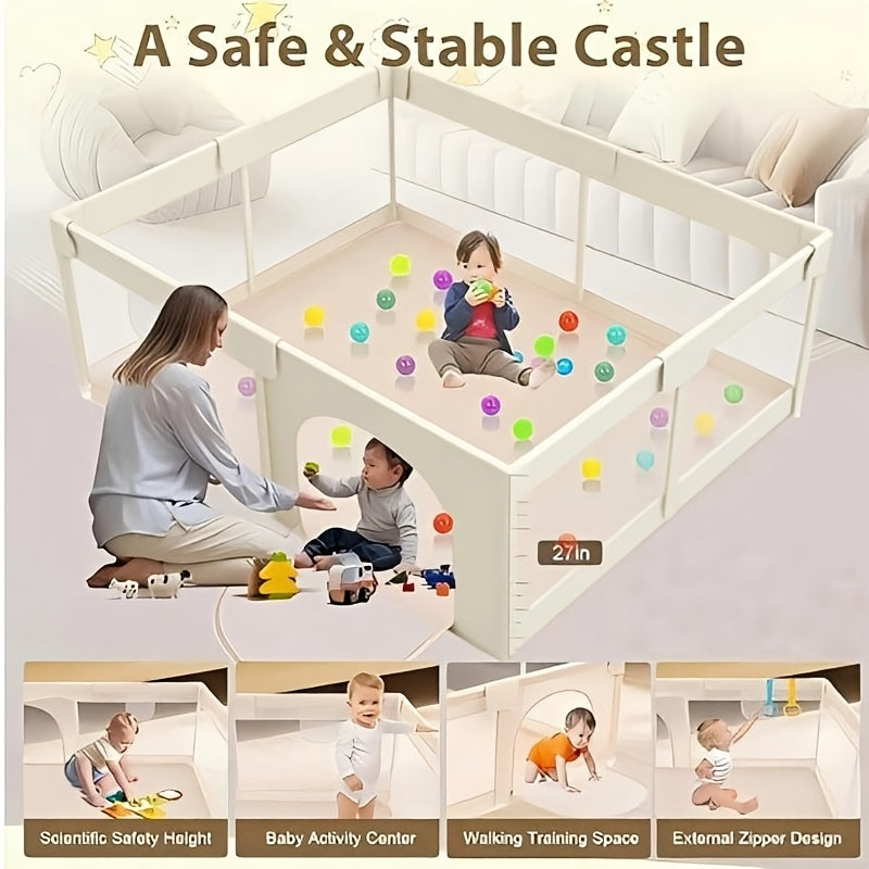 71.3X71.3 Inch Baby Playpen with Breathable Mesh & Anti-Fall Design - Indoor\u002FOutdoor Toddler Safety Pen, Easy Assembly, Portable Play Yard for Infants & Youngsters, Indoor Playpen, Playful Design, Secure Closure System for Christmas And Halloween