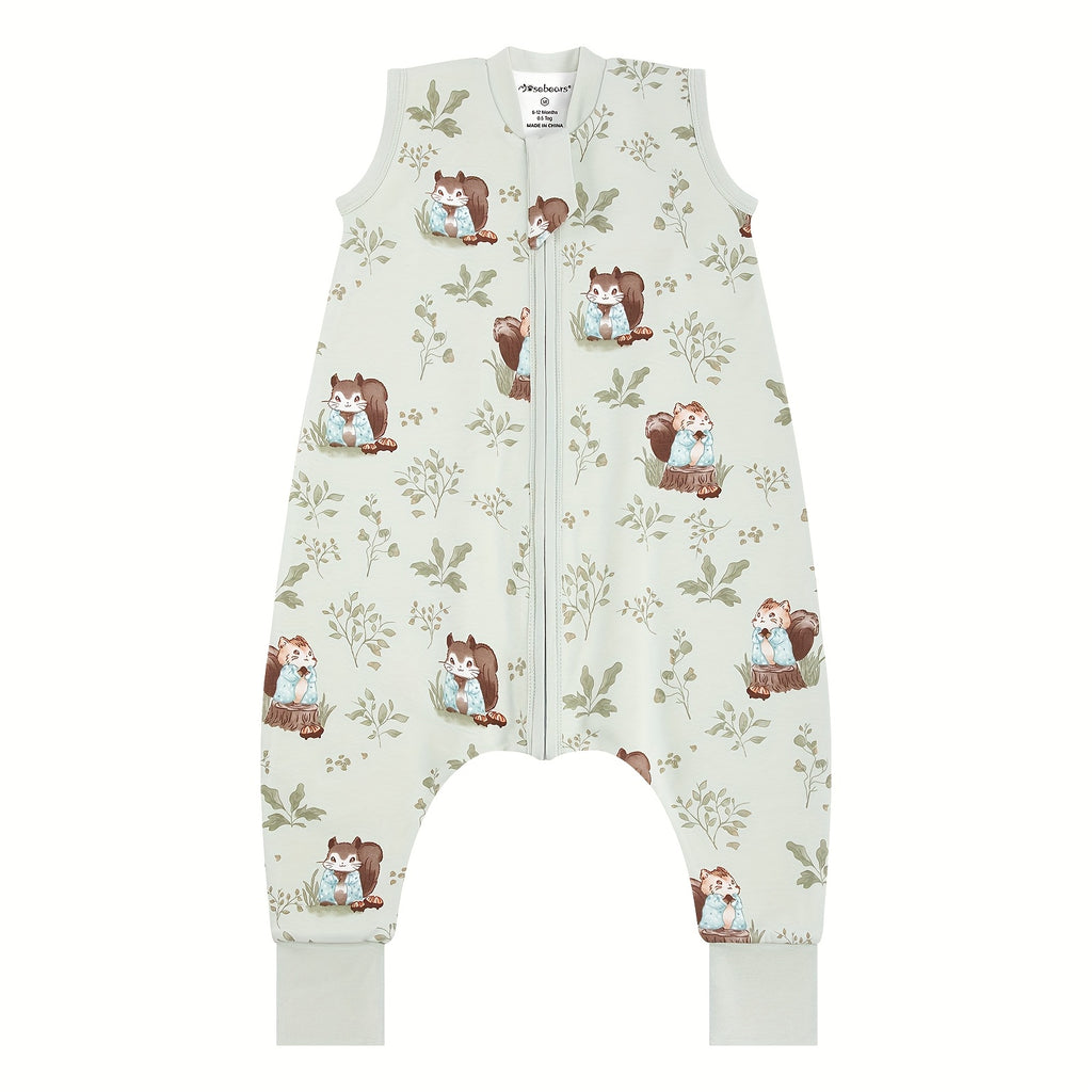 1.0TOG Baby Legged Sleeping Bag, All-Cotton Material, Spring-Summer-Autumn Anti-Kick Blanket, Two-Way Zipper Design