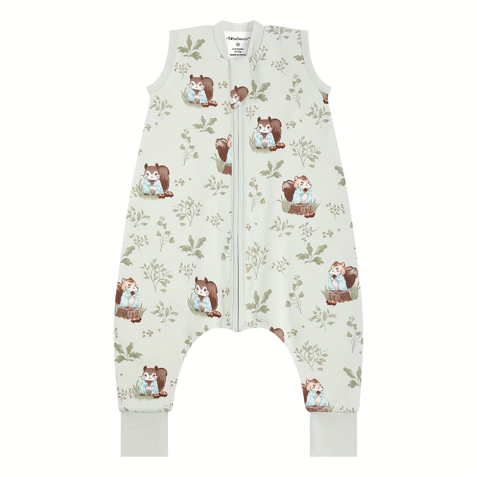 1.0TOG Baby Legged Sleeping Bag, All-Cotton Material, Spring-Summer-Autumn Anti-Kick Blanket, Two-Way Zipper Design