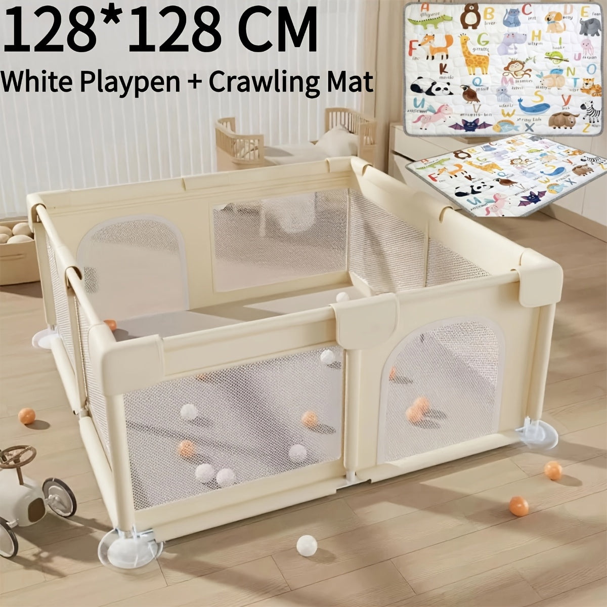 71.3X71.3 Inch Baby Playpen with Breathable Mesh & Anti-Fall Design - Indoor\u002FOutdoor Toddler Safety Pen, Easy Assembly, Portable Play Yard for Infants & Youngsters, Indoor Playpen, Playful Design, Secure Closure System for Christmas And Halloween