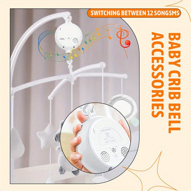 Crib Mobile Motor Baby Music Box Spinner with 3 Modes Volume Adjustable 12 Lullabies Auto-Off After 30 Minutes,  Stylish Crib Accessory, Contemporary Design, Highquality Motor, Lullaby Spinner