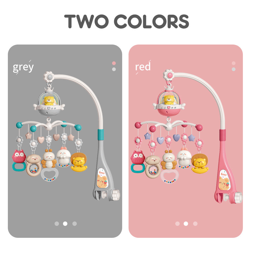 Baby Bear Music Crib Mobile Bed Bell with Projection Rattles Toys For New Born