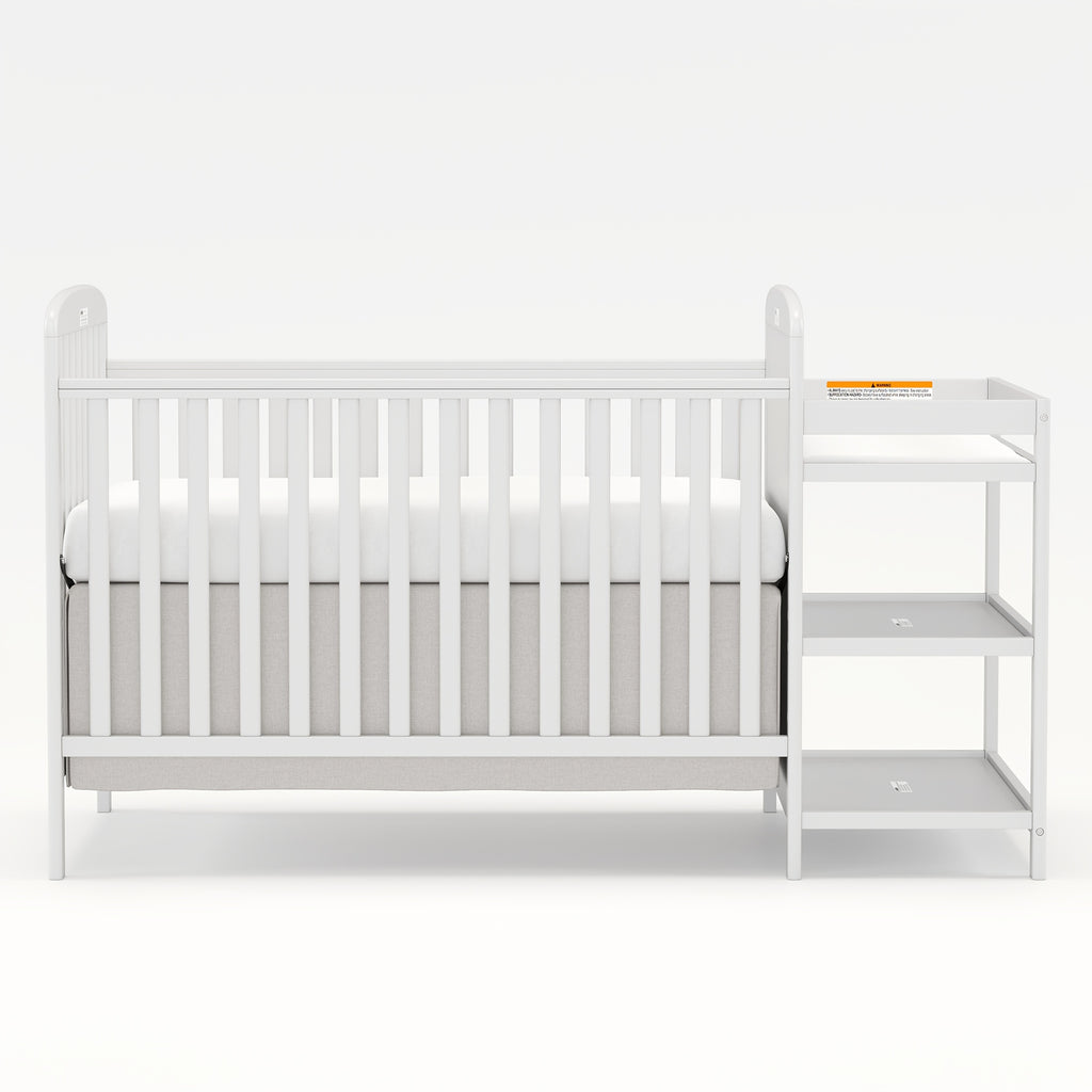 Goldzone 4-in-1 Convertible Baby Crib, Wooden Baby Stuffs Converts Into Toddler Bed with Changing Table, Newborn Essential Items Full Size Nursery Decor Cribs, Adjustable Heights, Item Weight: 56lbs, Maximum Weight Recommendation: 50lbs