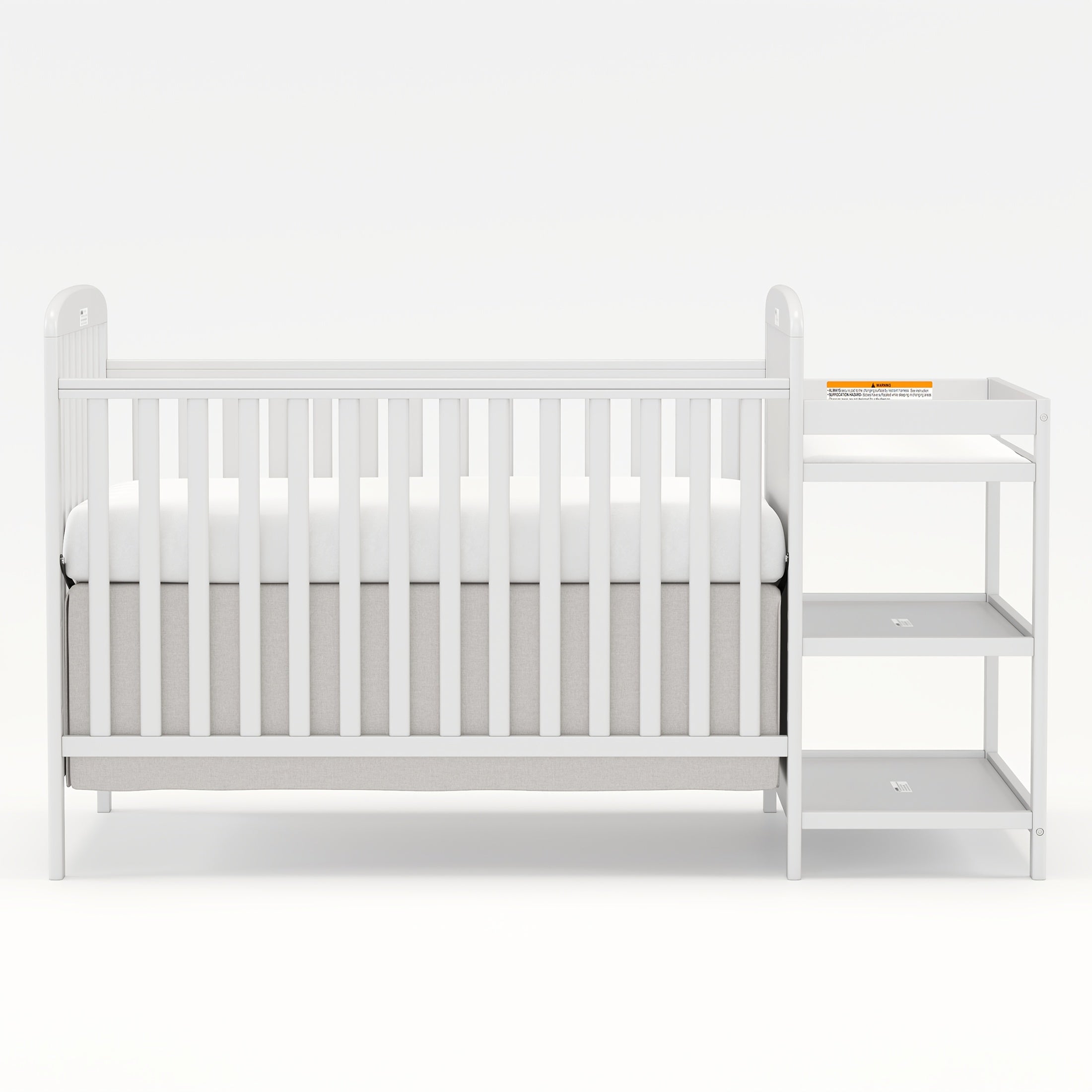 Goldzone 4-in-1 Convertible Baby Crib, Wooden Baby Stuffs Converts Into Toddler Bed with Changing Table, Newborn Essential Items Full Size Nursery Decor Cribs, Adjustable Heights, Item Weight: 56lbs, Maximum Weight Recommendation: 50lbs