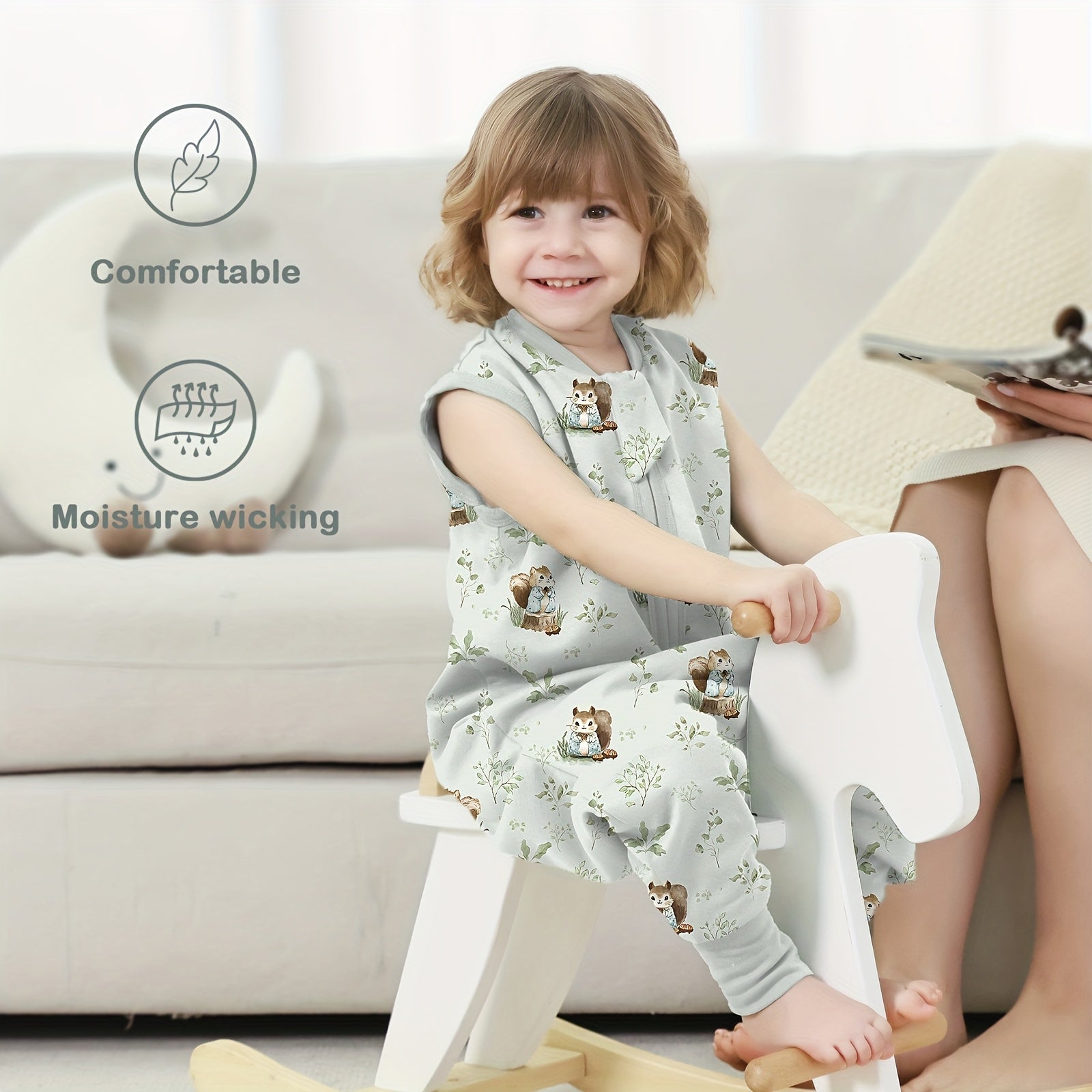 1.0TOG Baby Legged Sleeping Bag, All-Cotton Material, Spring-Summer-Autumn Anti-Kick Blanket, Two-Way Zipper Design