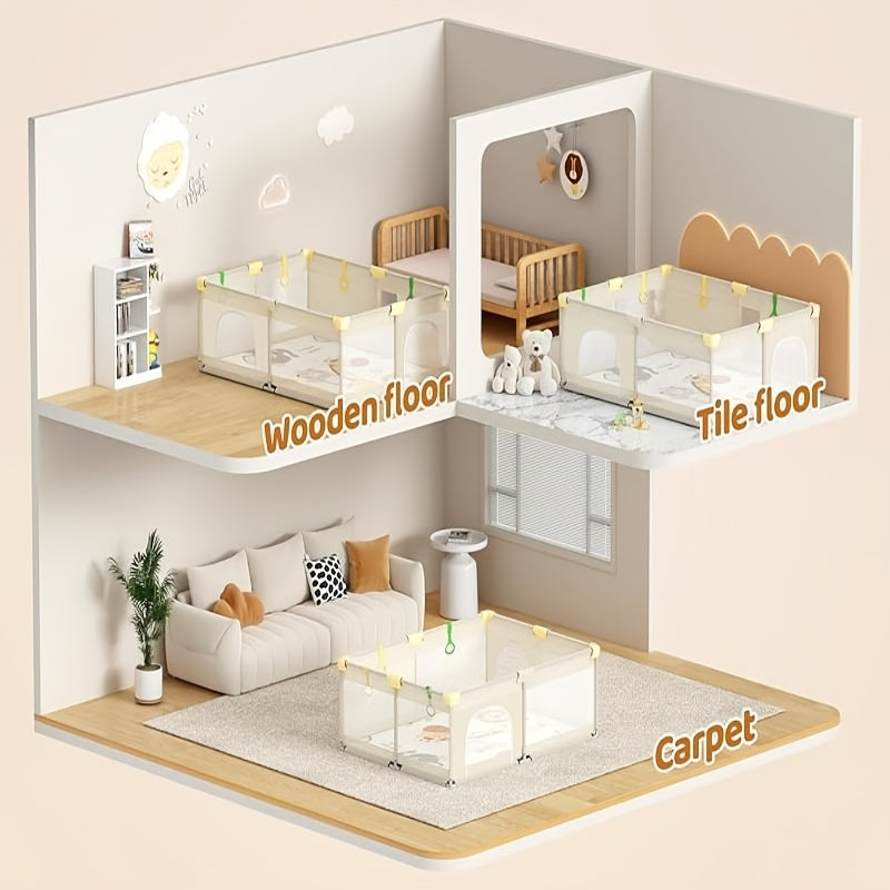 71.3X71.3 Inch Baby Playpen with Breathable Mesh & Anti-Fall Design - Indoor\u002FOutdoor Toddler Safety Pen, Easy Assembly, Portable Play Yard for Infants & Youngsters, Indoor Playpen, Playful Design, Secure Closure System for Christmas And Halloween