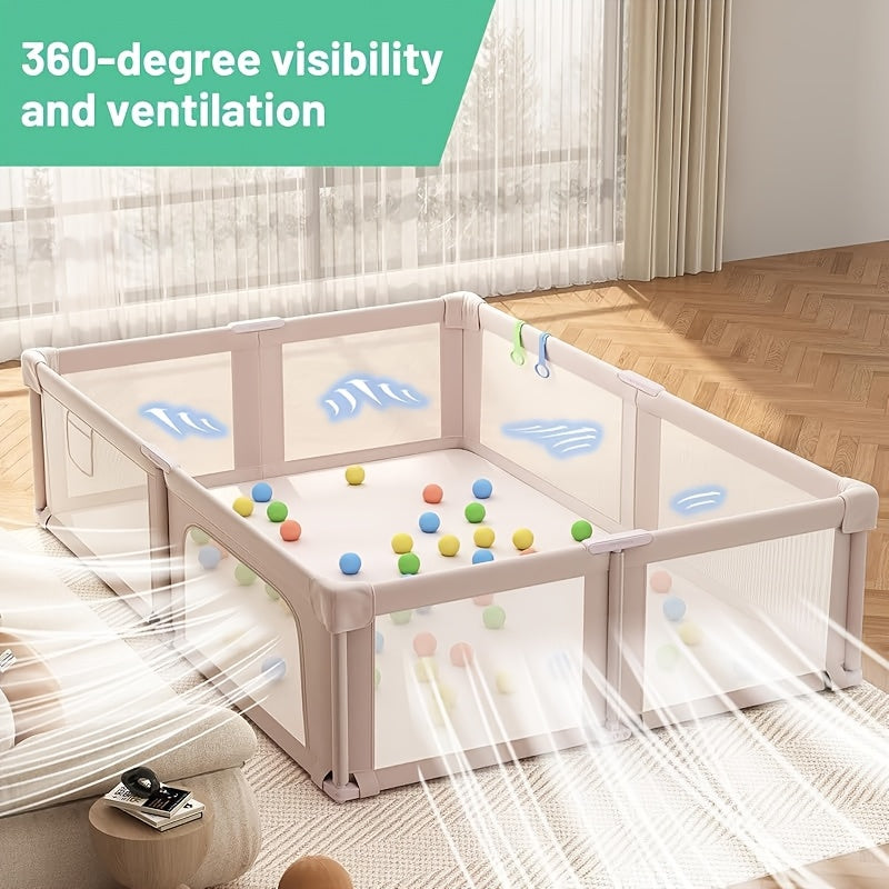 71.3X71.3 Inch Baby Playpen with Breathable Mesh & Anti-Fall Design - Indoor\u002FOutdoor Toddler Safety Pen, Easy Assembly, Portable Play Yard for Infants & Youngsters, Indoor Playpen, Playful Design, Secure Closure System for Christmas And Halloween