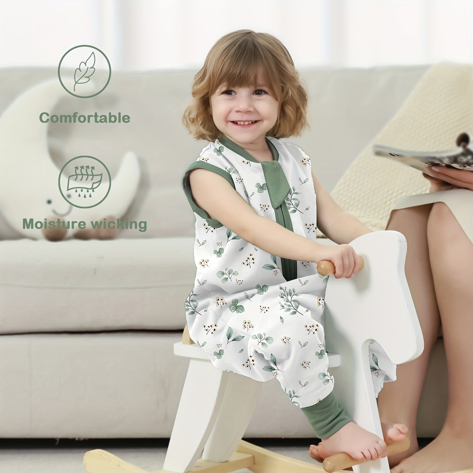 1.0TOG Baby Legged Sleeping Bag, All-Cotton Material, Spring-Summer-Autumn Anti-Kick Blanket, Two-Way Zipper Design