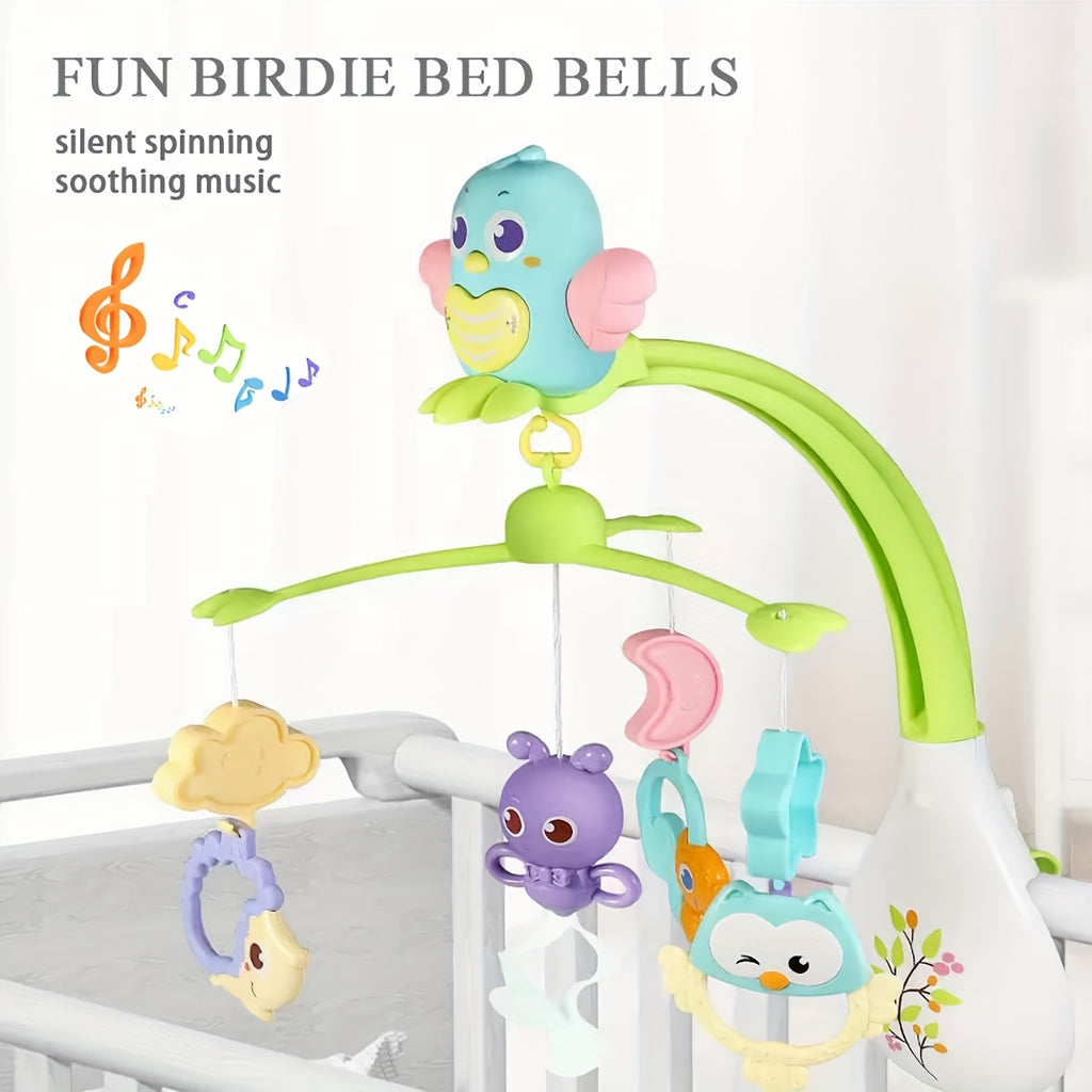 Infant\u002FNewborn Bird Bed Bell Toy, Joyful Creates Good Mood, Silent Rotation, Baby Educational Hanging Ornament, Easter, New Year, Children's Day, Mother's Day, Holiday Gift, The Best Present for Babies, High-Quality ABS Material, Gift Box Packaging