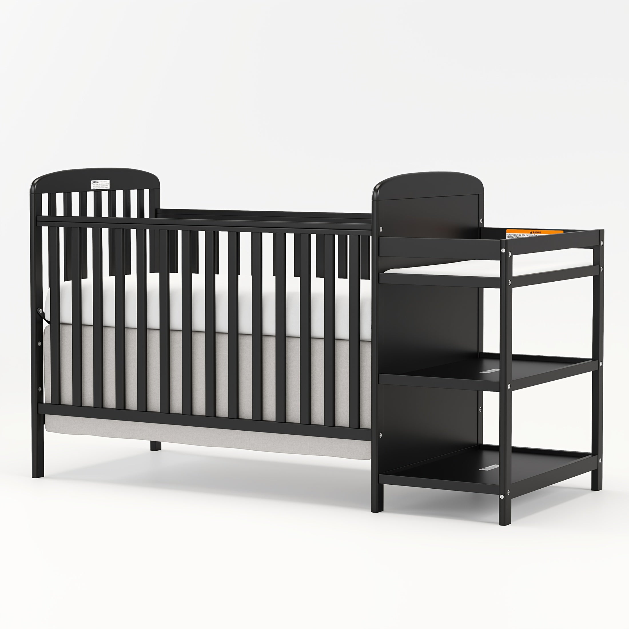 Goldzone 4-in-1 Convertible Baby Crib, Wooden Baby Stuffs Converts Into Toddler Bed with Changing Table, Newborn Essential Items Full Size Nursery Decor Cribs, Adjustable Heights, Item Weight: 56lbs, Maximum Weight Recommendation: 50lbs