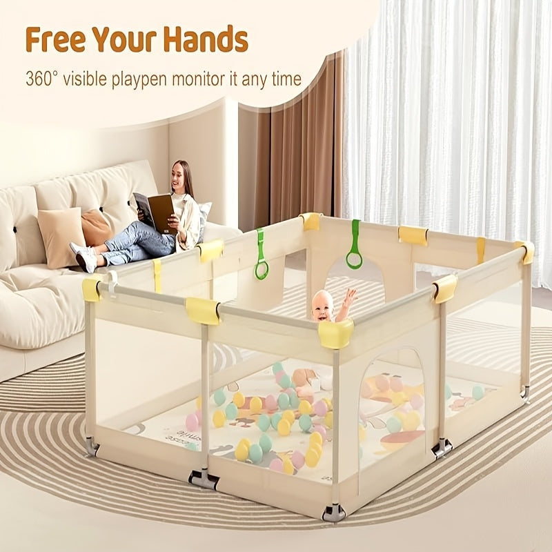 71.3X71.3 Inch Baby Playpen with Breathable Mesh & Anti-Fall Design - Indoor\u002FOutdoor Toddler Safety Pen, Easy Assembly, Portable Play Yard for Infants & Youngsters, Indoor Playpen, Playful Design, Secure Closure System for Christmas And Halloween