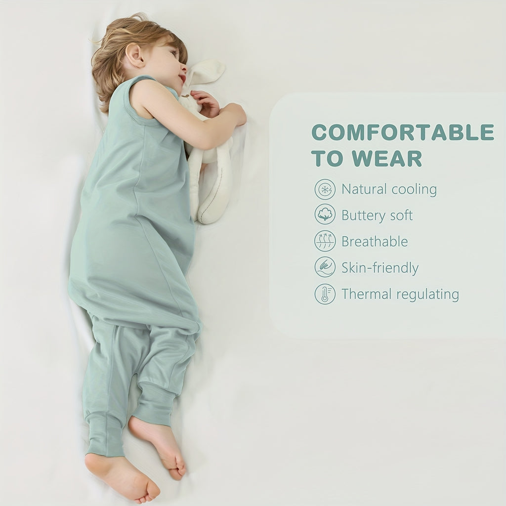1.0TOG Baby Legged Sleeping Bag, All-Cotton Material, Spring-Summer-Autumn Anti-Kick Blanket, Two-Way Zipper Design