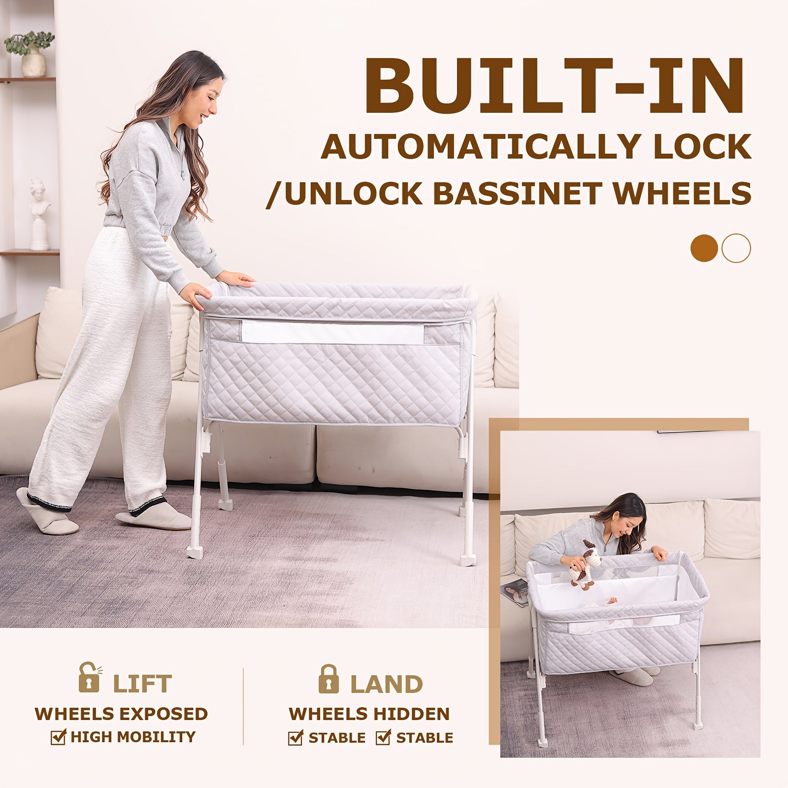 2026 New Model, Essential for Newborns 0-6 Months: Baby Cradle, 3-In-1 Fully Adjustable Baby Bed Headboard with Wheels And Mosquito Net. Product Weight: 6 Kg. Maximum Weight Limit for Infant Use: 15 Lbs