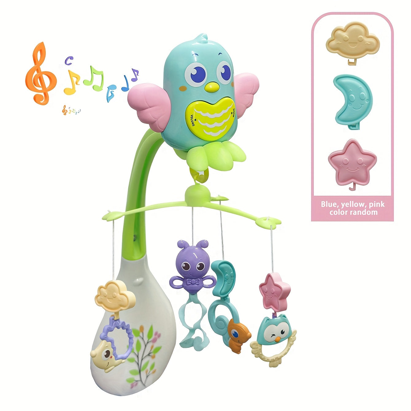 Infant\u002FNewborn Bird Bed Bell Toy, Joyful Creates Good Mood, Silent Rotation, Baby Educational Hanging Ornament, Easter, New Year, Children's Day, Mother's Day, Holiday Gift, The Best Present for Babies, High-Quality ABS Material, Gift Box Packaging