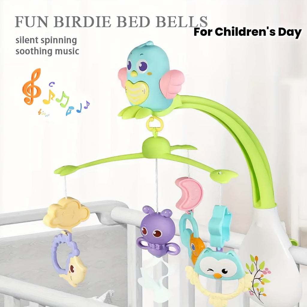 Infant\u002FNewborn Bird Bed Bell Toy, Joyful Creates Good Mood, Silent Rotation, Baby Educational Hanging Ornament, Easter, New Year, Children's Day, Mother's Day, Holiday Gift, The Best Present for Babies, High-Quality ABS Material, Gift Box Packaging