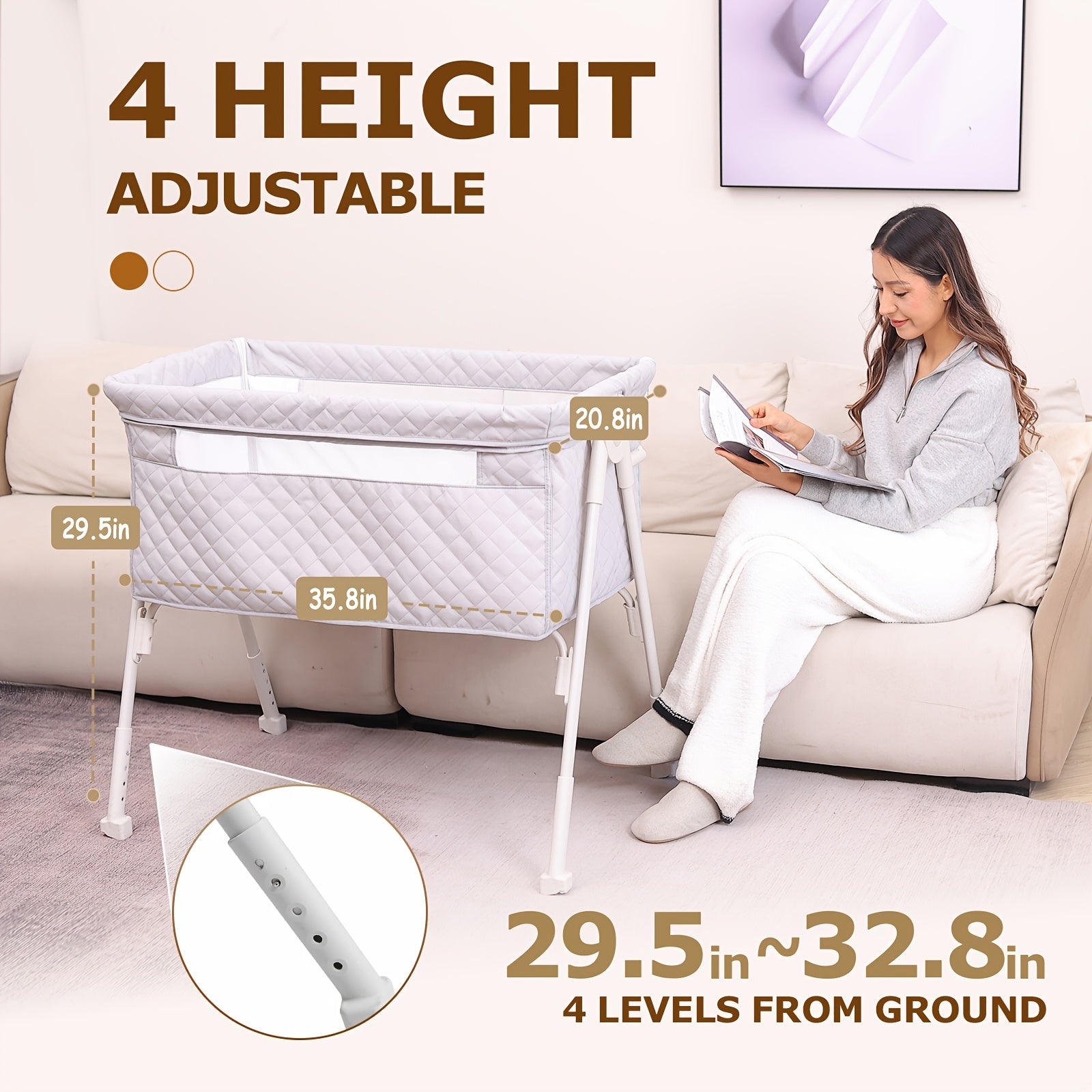 2026 New Model, Essential for Newborns 0-6 Months: Baby Cradle, 3-In-1 Fully Adjustable Baby Bed Headboard with Wheels And Mosquito Net. Product Weight: 6 Kg. Maximum Weight Limit for Infant Use: 15 Lbs