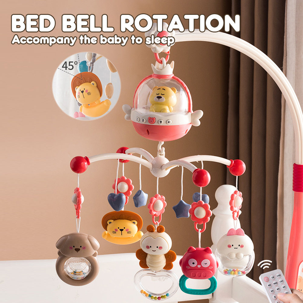 Baby Bear Music Crib Mobile Bed Bell with Projection Rattles Toys For New Born