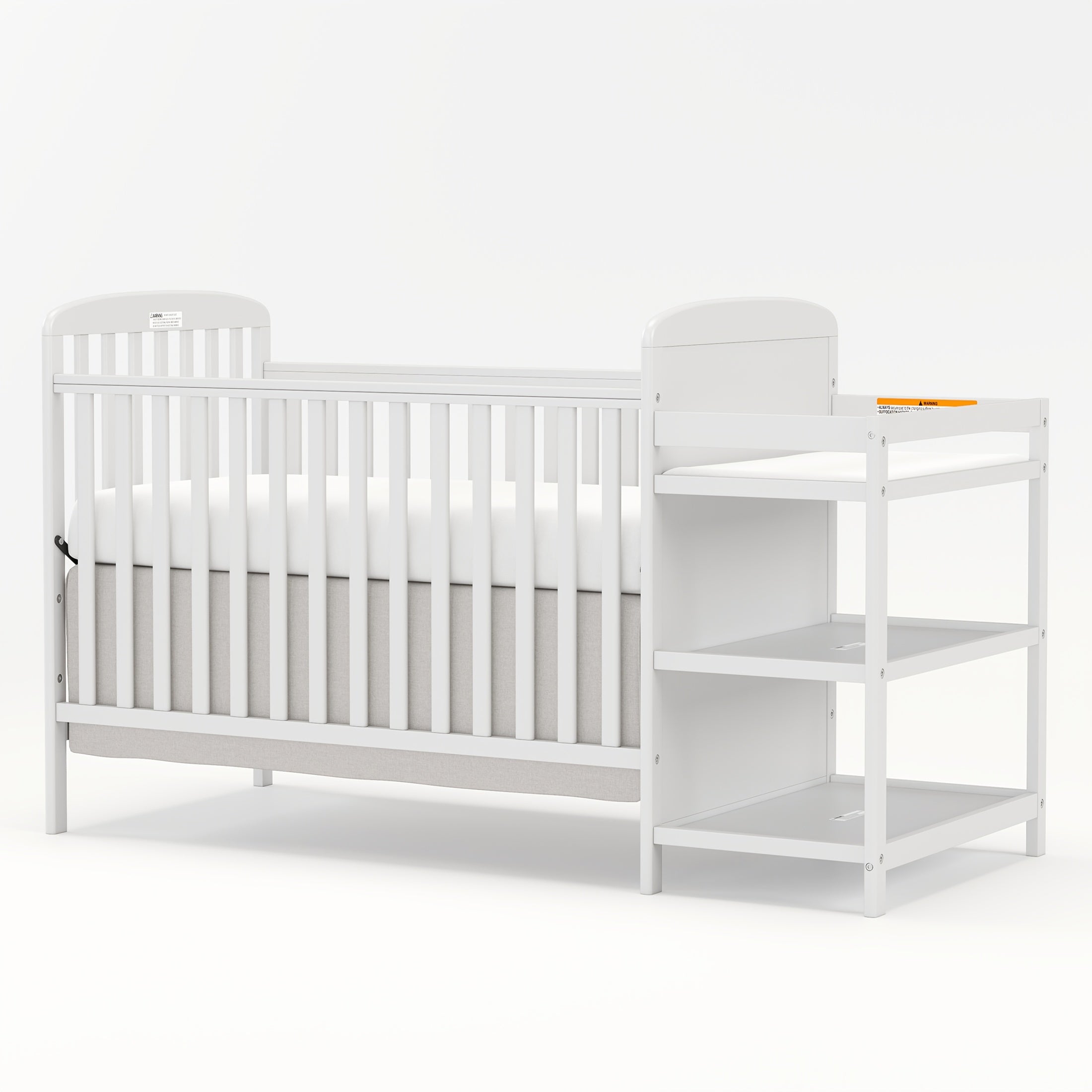 Goldzone 4-in-1 Convertible Baby Crib, Wooden Baby Stuffs Converts Into Toddler Bed with Changing Table, Newborn Essential Items Full Size Nursery Decor Cribs, Adjustable Heights, Item Weight: 56lbs, Maximum Weight Recommendation: 50lbs