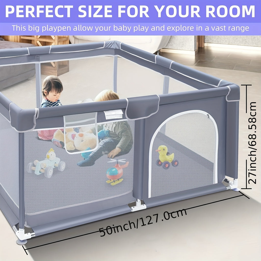 71.3X71.3 Inch Baby Playpen with Breathable Mesh & Anti-Fall Design - Indoor\u002FOutdoor Toddler Safety Pen, Easy Assembly, Portable Play Yard for Infants & Youngsters, Indoor Playpen, Playful Design, Secure Closure System for Christmas And Halloween