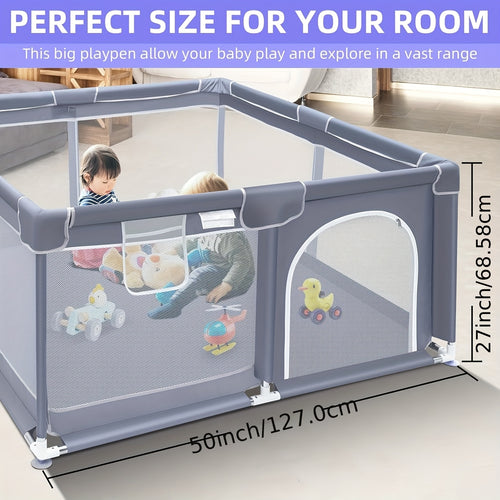 71.3X71.3 Inch Baby Playpen with Breathable Mesh & Anti-Fall Design - Indoor\u002FOutdoor Toddler Safety Pen, Easy Assembly, Portable Play Yard for Infants & Youngsters, Indoor Playpen, Playful Design, Secure Closure System for Christmas And Halloween