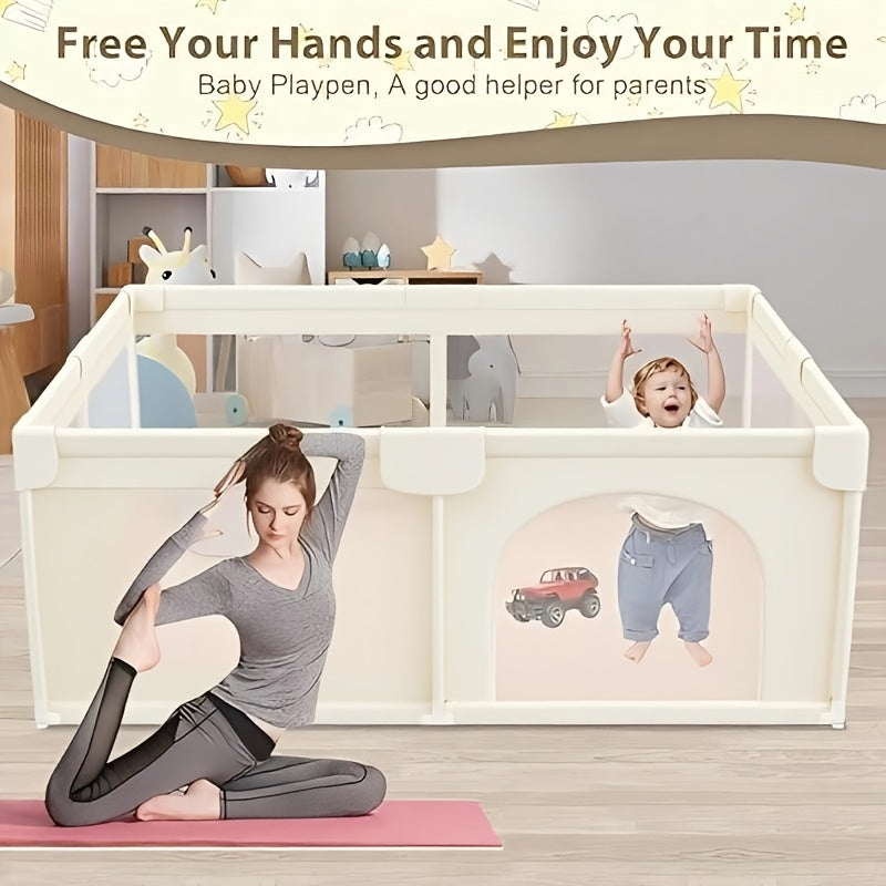 71.3X71.3 Inch Baby Playpen with Breathable Mesh & Anti-Fall Design - Indoor\u002FOutdoor Toddler Safety Pen, Easy Assembly, Portable Play Yard for Infants & Youngsters, Indoor Playpen, Playful Design, Secure Closure System for Christmas And Halloween