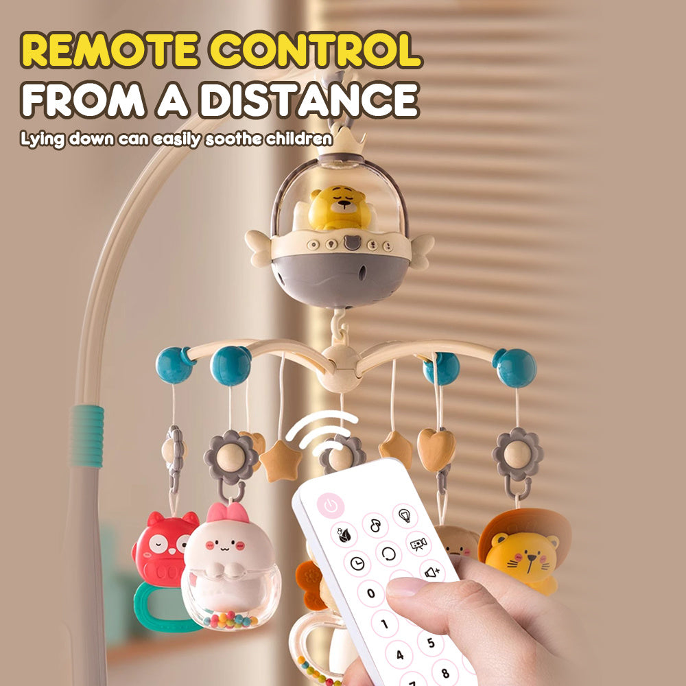 Baby Bear Music Crib Mobile Bed Bell with Projection Rattles Toys For New Born