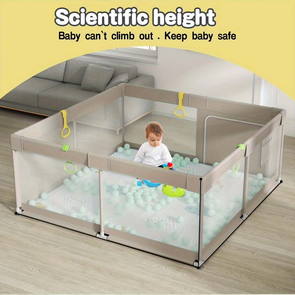 71.3X71.3 Inch Baby Playpen with Breathable Mesh & Anti-Fall Design - Indoor\u002FOutdoor Toddler Safety Pen, Easy Assembly, Portable Play Yard for Infants & Youngsters, Indoor Playpen, Playful Design, Secure Closure System for Christmas And Halloween