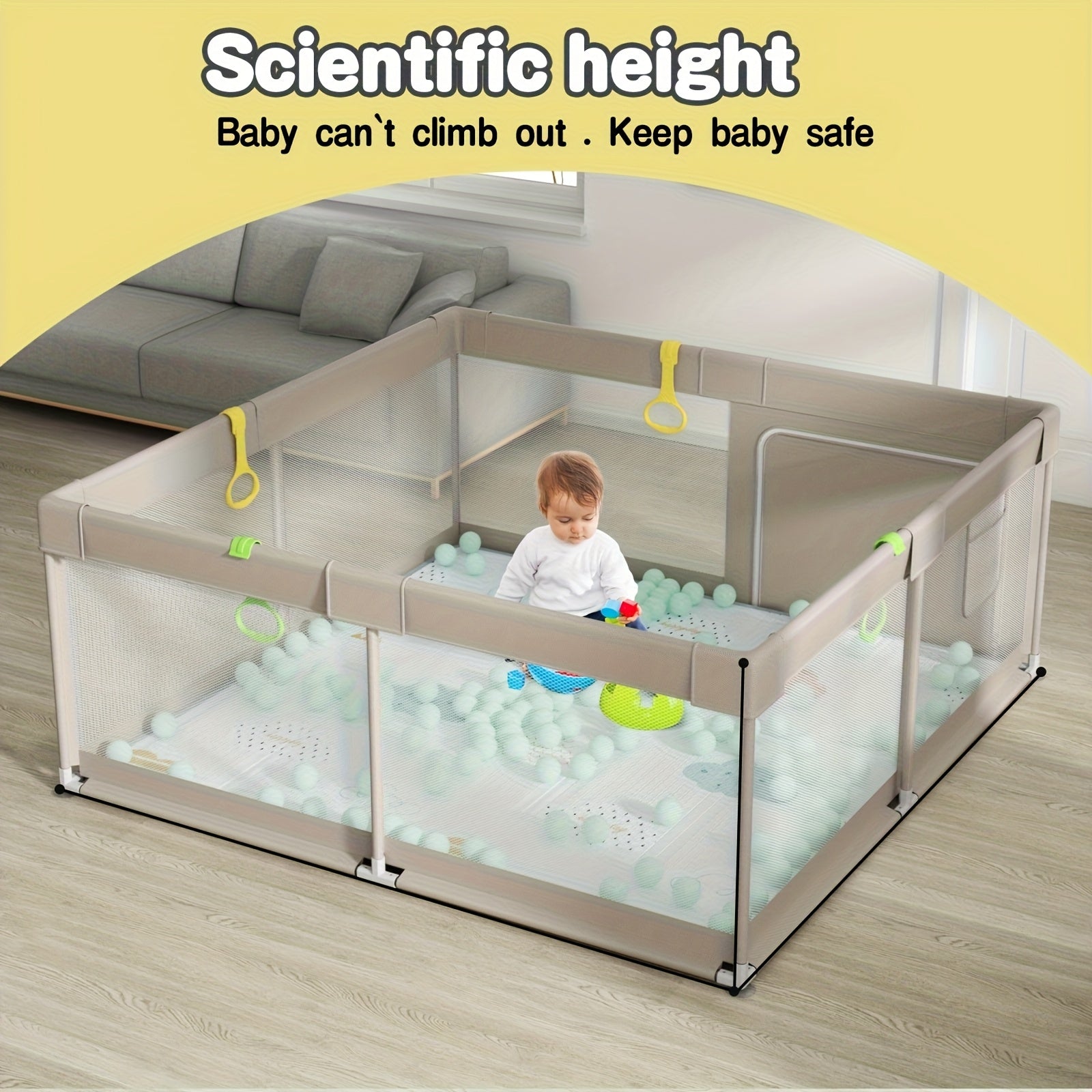 71.3X71.3 Inch Baby Playpen with Breathable Mesh & Anti-Fall Design - Indoor\u002FOutdoor Toddler Safety Pen, Easy Assembly, Portable Play Yard for Infants & Youngsters, Indoor Playpen, Playful Design, Secure Closure System for Christmas And Halloween