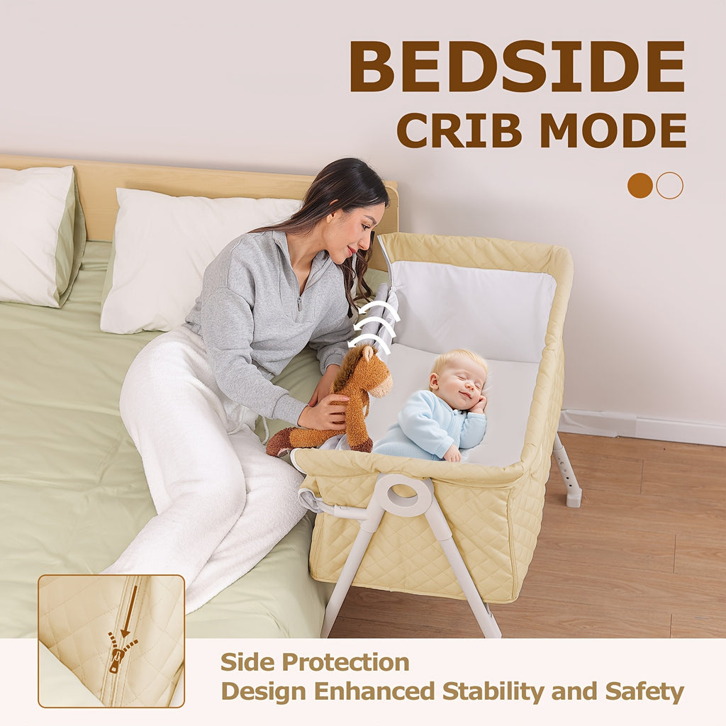 2026 New Model, Essential for Newborns 0-6 Months: Baby Cradle, 3-In-1 Fully Adjustable Baby Bed Headboard with Wheels And Mosquito Net. Product Weight: 6 Kg. Maximum Weight Limit for Infant Use: 15 Lbs