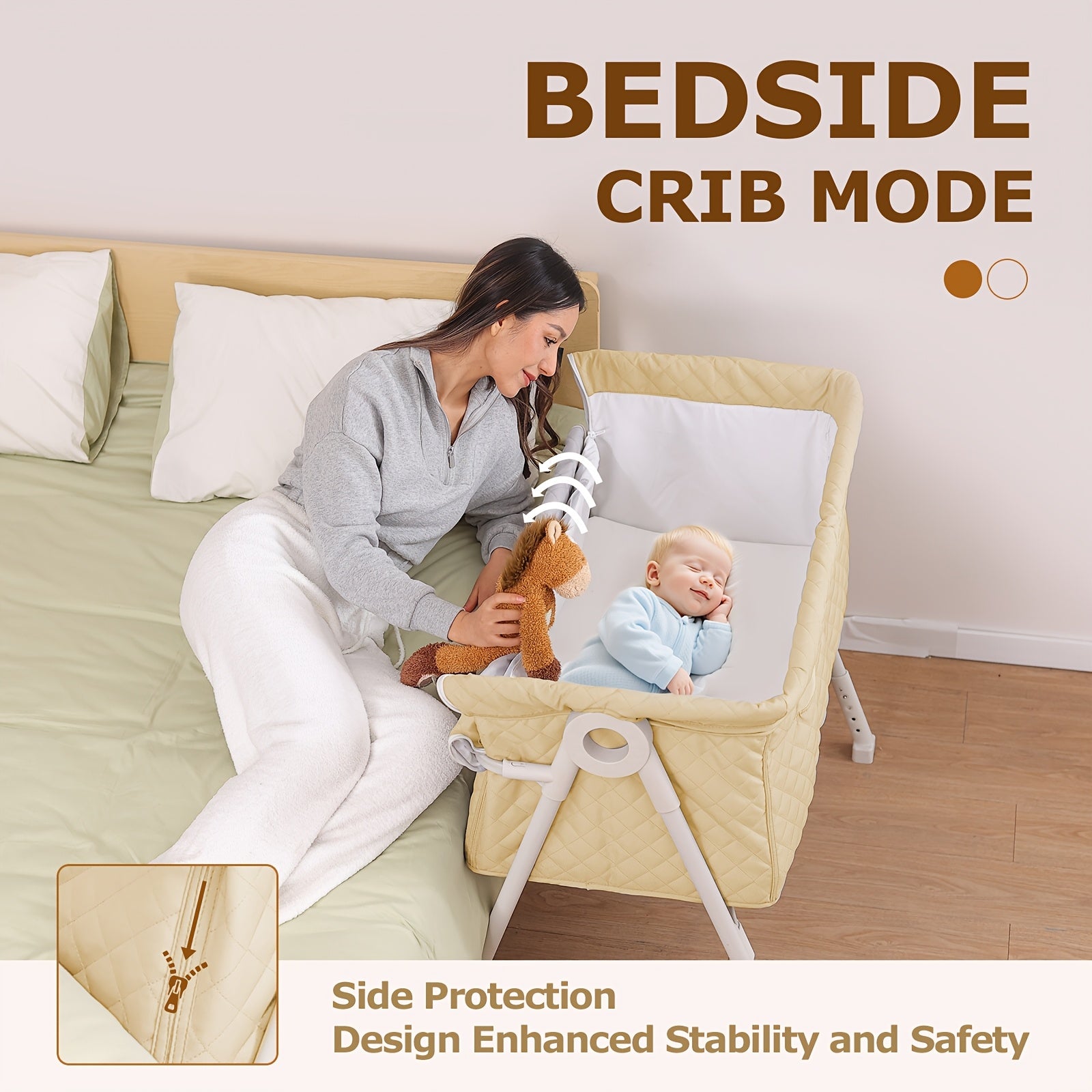 2026 New Model, Essential for Newborns 0-6 Months: Baby Cradle, 3-In-1 Fully Adjustable Baby Bed Headboard with Wheels And Mosquito Net. Product Weight: 6 Kg. Maximum Weight Limit for Infant Use: 15 Lbs