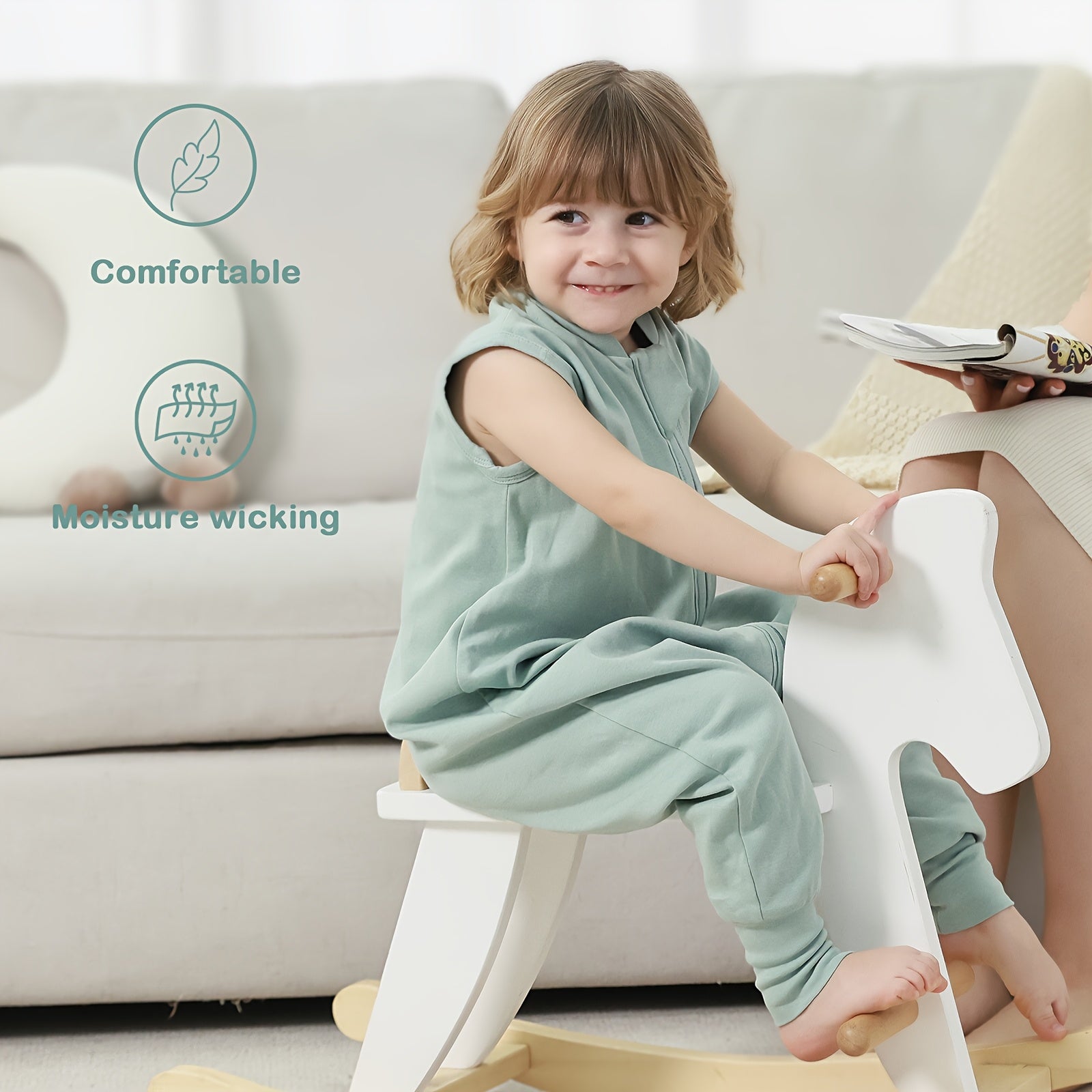 1.0TOG Baby Legged Sleeping Bag, All-Cotton Material, Spring-Summer-Autumn Anti-Kick Blanket, Two-Way Zipper Design