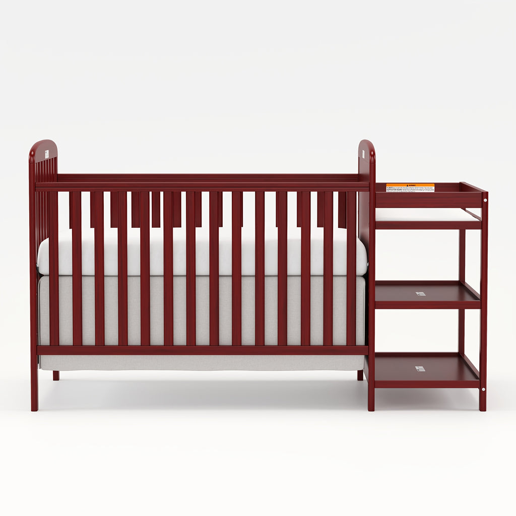 Goldzone 4-in-1 Convertible Baby Crib, Wooden Baby Stuffs Converts Into Toddler Bed with Changing Table, Newborn Essential Items Full Size Nursery Decor Cribs, Adjustable Heights, Item Weight: 56lbs, Maximum Weight Recommendation: 50lbs