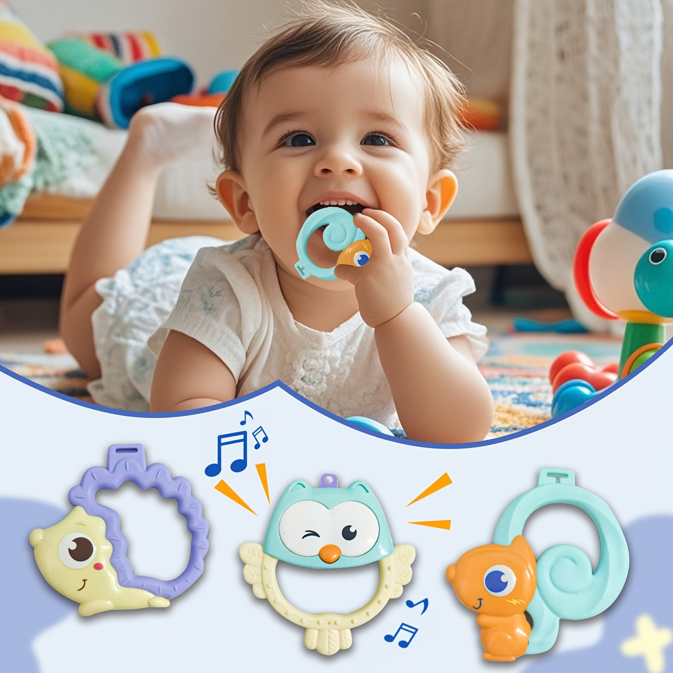 Infant\u002FNewborn Bird Bed Bell Toy, Joyful Creates Good Mood, Silent Rotation, Baby Educational Hanging Ornament, Easter, New Year, Children's Day, Mother's Day, Holiday Gift, The Best Present for Babies, High-Quality ABS Material, Gift Box Packaging